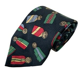 yApre’ Cravats Silk Neck Tie Novelty Medals Awards Military